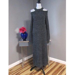 NWT Dark Gray Knit Cold Shoulder Sweater Dress L